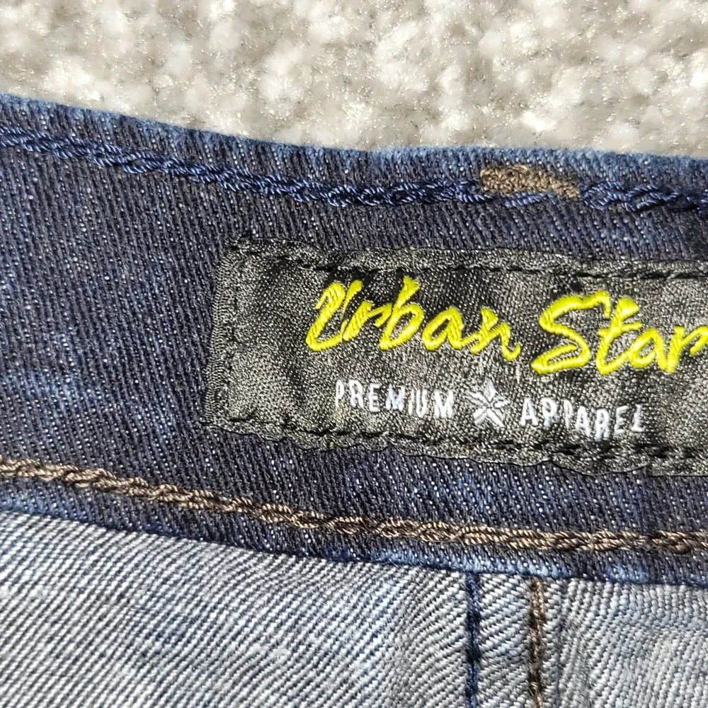 Urban Star Mens Dark Wash Straight Leg Stretch Denim Jeans 44x30 Blue Stretch